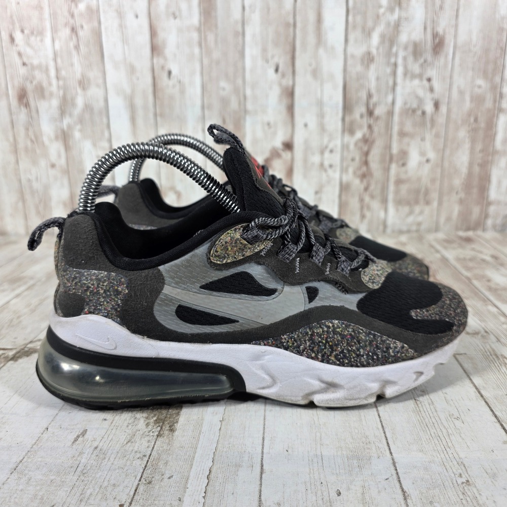 Nike Air Max 270 React Black Grey Multi Color Sneakers CN8282-001 Womens 5.5 US